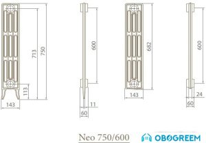 Чугунный радиатор Exemet Neo 750/600