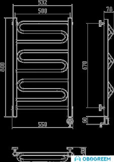 Полотенцесушитель Сунержа Элегия 800x500 электрический