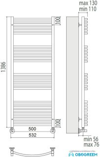 Полотенцесушитель TERMINUS Классик П27 (532x1386)