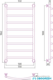 Полотенцесушитель Сунержа Галант+ 1000x500 00-0200-1050