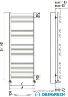 Полотенцесушитель TERMINUS Палермо П20 (530x1401)