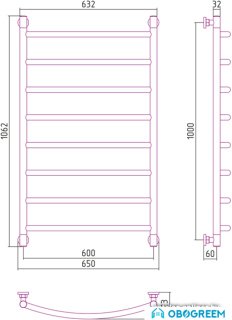 Полотенцесушитель Сунержа Галант+ 1000x600 00-0200-1060