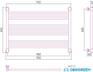 Полотенцесушитель Сунержа Богема L 600x900 00-0202-6090