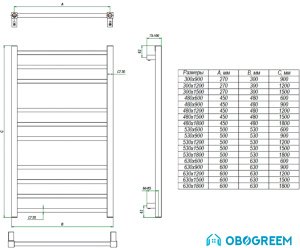 Полотенцесушитель Grota Estro 90x30