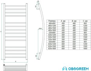 Полотенцесушитель Grota Primo 180x53