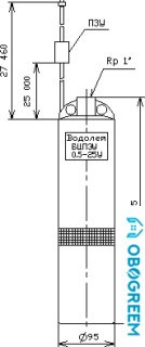 Скважинный насос Водолей БЦПЭУ 0,5-25 У