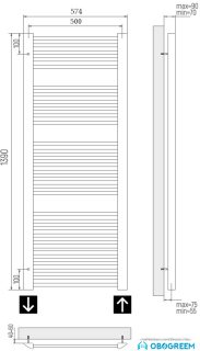 Полотенцесушитель Benetto Виесте П30 574x1385