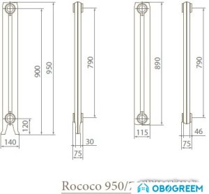 Чугунный радиатор Exemet Rococo 950/790