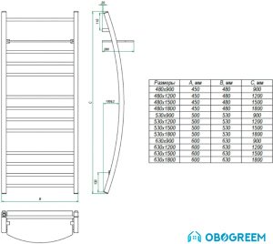Полотенцесушитель Grota Vela 180x53