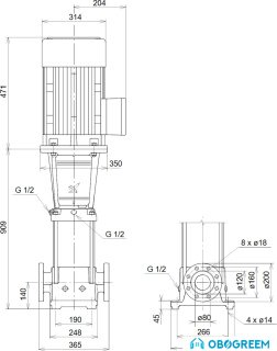 Циркуляционный насос Grundfos CR 45-4-2 A-F-A-E-HQQE
