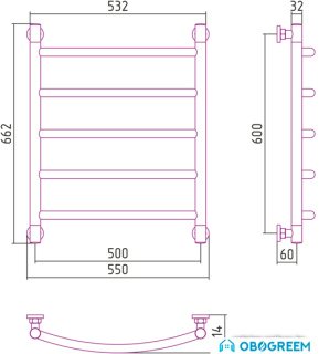 Полотенцесушитель Сунержа Галант+ 600x500 00-0200-1250