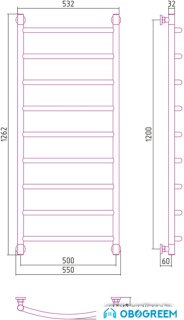Полотенцесушитель Сунержа Галант+ 1200x500 00-0200-1250