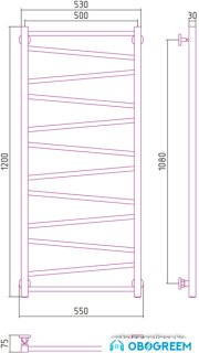 Полотенцесушитель Сунержа Сирокко 1200х500 00-0253-1250