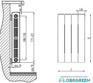 Биметаллический радиатор Rifar SUPReMO 500 (6 секций)