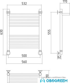 Полотенцесушитель Сунержа Богема с полкой 600x500