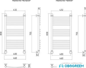 Полотенцесушитель Сунержа Богема 800x400