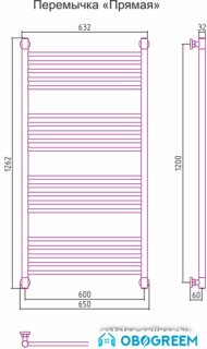 Полотенцесушитель Сунержа Богема+ 1200x600 00-0220-1260