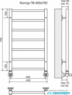 Полотенцесушитель TERMINUS Контур П6 (430x700)