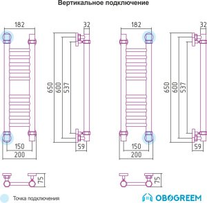 Полотенцесушитель Сунержа Богема 600x150 прямая