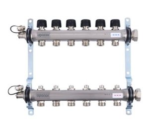 Uponor Smart S коллектор с клапанами стальной, выходы 6X3/4