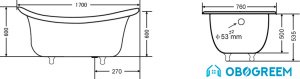 Ванна Goldman ZYA-21V 170x76