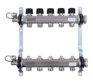 Uponor Smart S коллектор с клапанами стальной, выходы5X3/4