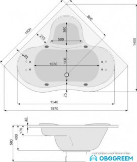 Ванна Poolspa Persja 140x140 Titanium PHSE310STTC0000