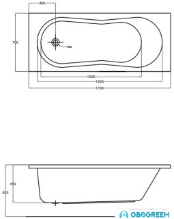 Ванна Cersanit Nike 170x70 (с ножками)