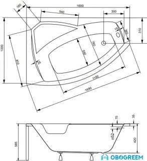 Ванна Besco Rima 160x100 L