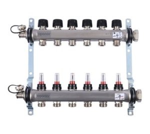 Uponor Smart S коллектор с расходомерами стальной, выходы 6X3/4 евроконус