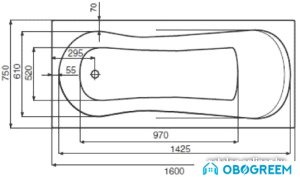 Ванна Jika Floreana 160x75 XL Premium [2.3375.1.000.674.1]
