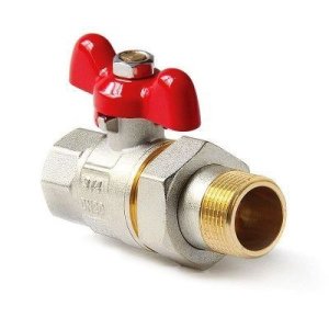 Кран шаровой полнопроходной со сгоном ручка бабочка, Н-В 1 Pro Aqua Valves
