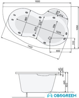 Ванна Poolspa Mistral 160x105 R