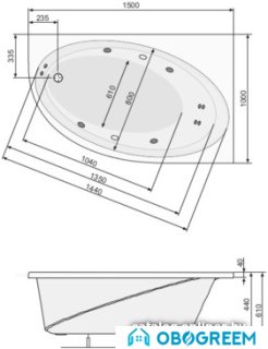 Ванна Poolspa Orbita 150x100 R Economy 2 PHAO510SO2C0000