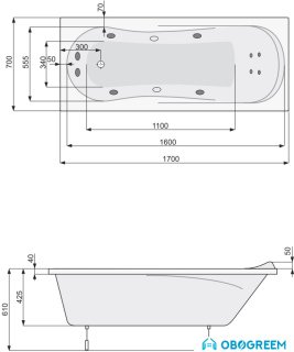 Ванна Poolspa Muza 170x70 Titanium PHPD710STTC0000