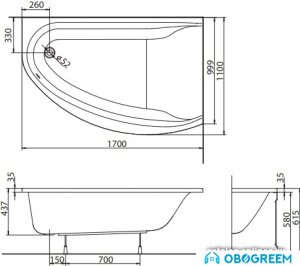 Ванна Kolo Mirra 170x110 R XWA3370001