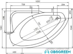 Ванна Jika Spirit 163x104 Premium (правый) [2.3664.1.000.674.1]