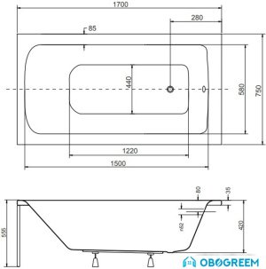 Ванна Besco Talia 170x75