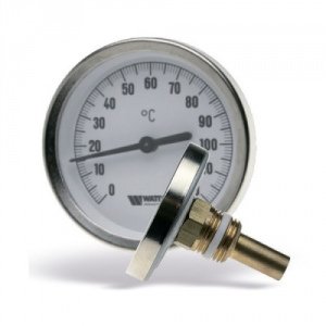 Термометр биметаллический аксиальный WATTS F+R801 SD - 1/2" (D-63 мм, шкала 0-120°C, гильза 50 мм)