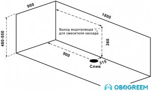 Ванна BAS Ньюлав 180x90