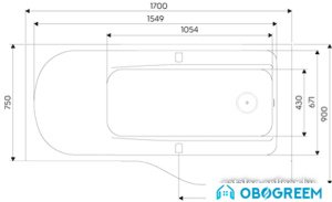 Ванна Kolo Comfort Plus 170x75 правая с ручками [XWA1470000]