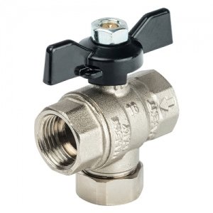 Кран шаровой с фильтром STOUT - 1/2" (ВР/ВР, PN30, Tmax 100°С, с фильтром, ручка-бабочка черная)