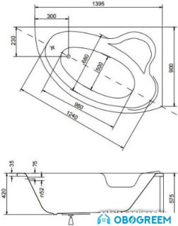 Ванна Besco Ada 140x90 R