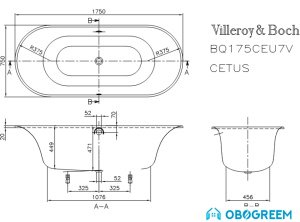 Ванна Villeroy & Boch Cetus 175x75 UBQ175CEU7V-96