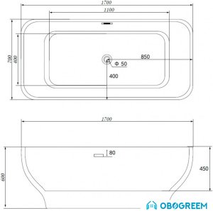 Ванна Gemy G9220 170х70