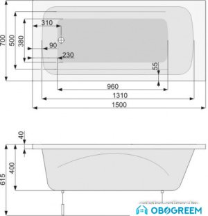 Ванна Poolspa Klio 150 x 70