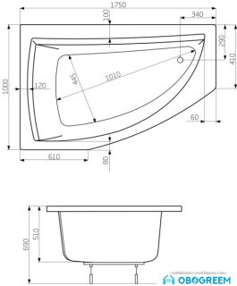 Ванна Poolspa Aquamarina 175x100 L