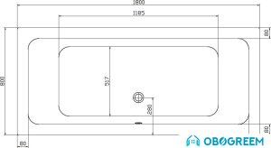 Ванна Kolo Modo 180x80 (слив посередине)