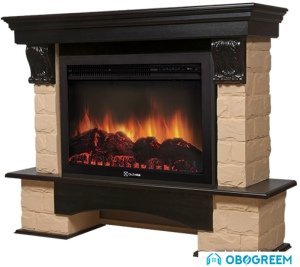 Портал Firelight Forte 30U (угловой, камень бежевый/шпон темный дуб)