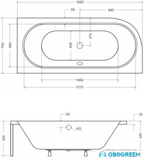 Ванна Besco Avita R 170x75